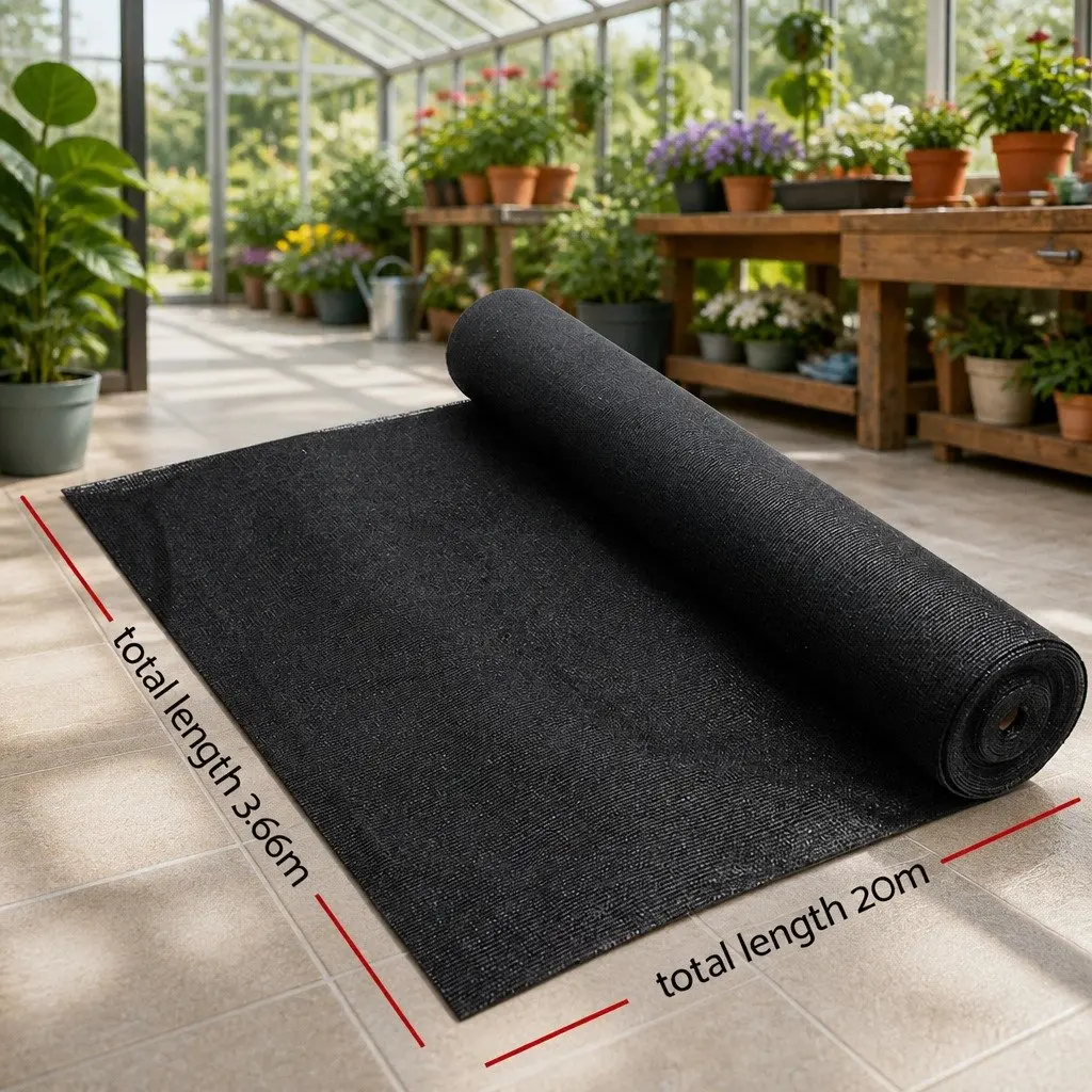 Shade Cloth 50% UV Block Heavy Duty Black Knitted Fabric 3.66x20m