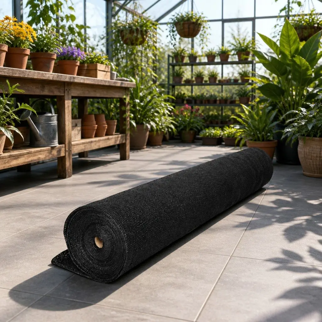 Shade Cloth 50% UV Block Heavy Duty Black Knitted Fabric 3.66x20m