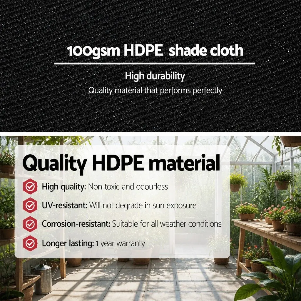 Shade Cloth 50% UV Block Heavy Duty Black Knitted Fabric 3.66x20m