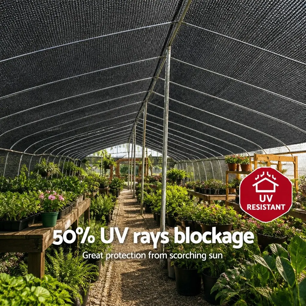 Shade Cloth 50% UV Block Heavy Duty Black Knitted Fabric 3.66x20m