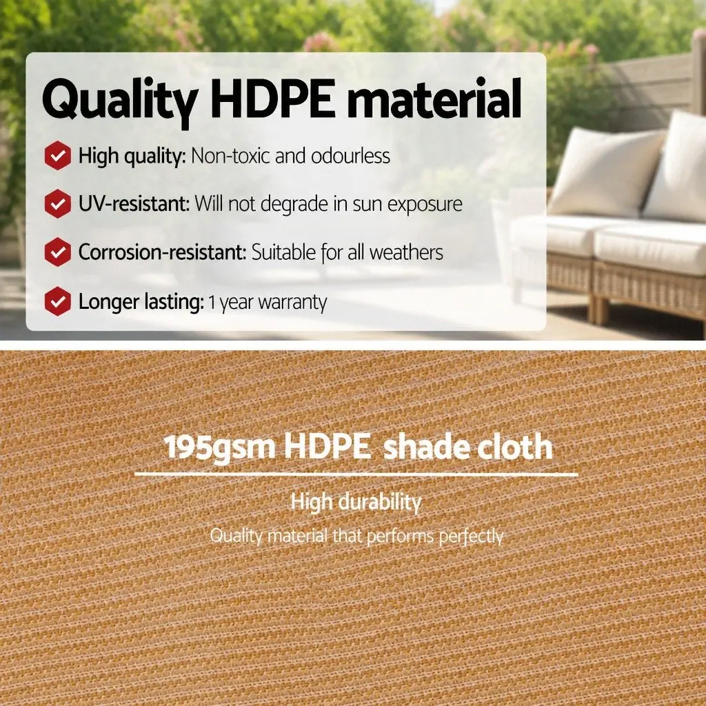 Shade Cloth 90% UV Block Heavy Duty Knitted Fabric 3.66x20m Roll Beige Sunshade