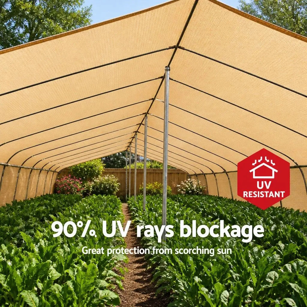 Shade Cloth 90% UV Block Heavy Duty Knitted Fabric 3.66x20m Roll Beige Sunshade
