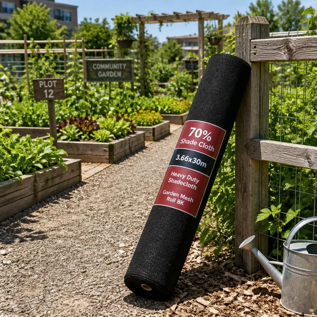 Heavy Duty Shade Cloth 3.66m x 30m 70 Percent UV Block Black Knitted Garden Mesh Roll