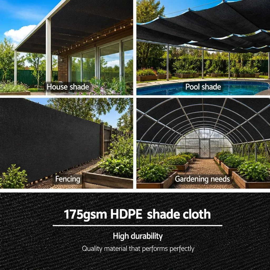 Heavy Duty Shade Cloth 3.66m x 30m 70 Percent UV Block Black Knitted Garden Mesh Roll