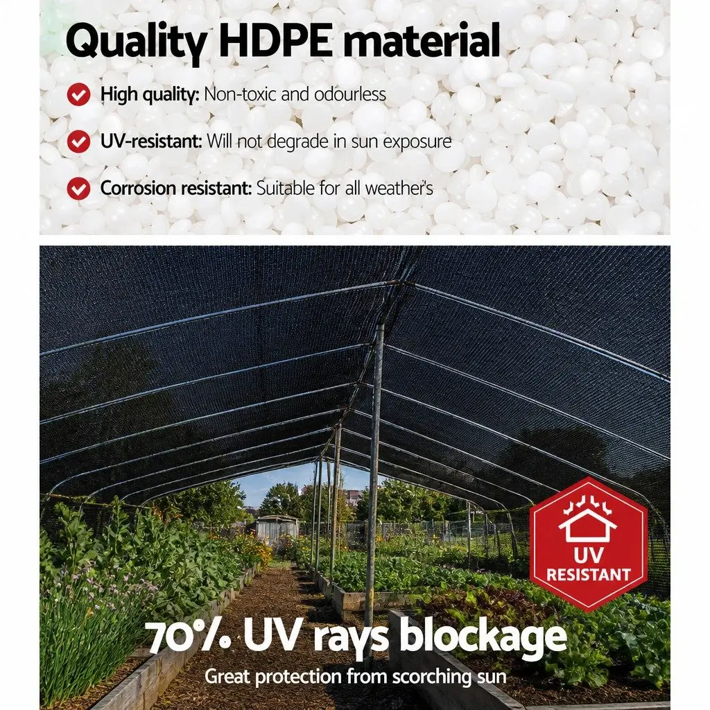 Heavy Duty Shade Cloth 3.66m x 30m 70 Percent UV Block Black Knitted Garden Mesh Roll