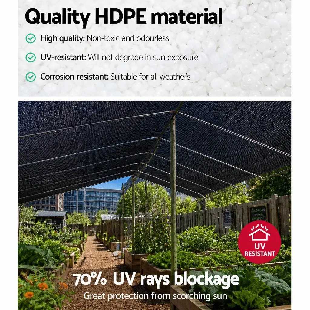 Heavy Duty Shade Cloth 3.66m x 30m 70 Percent UV Block Black Knitted Garden Mesh Roll