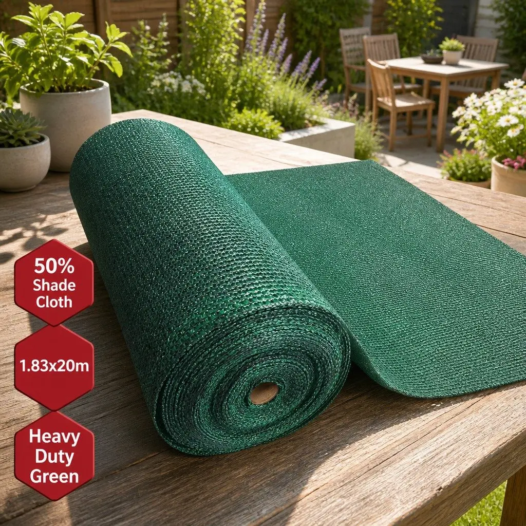Shade Cloth 50% UV-Stabilised 1.83m x 20m Green Heavy Duty