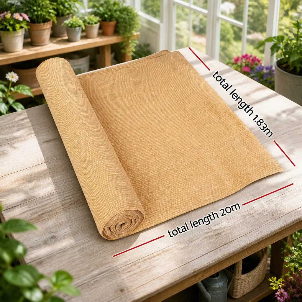 Shade Cloth 70% UV Block Heavy Duty 1.83m x 20m Roll Beige Garden Greenhouse