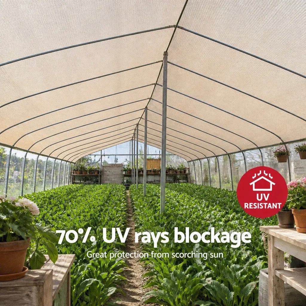 Shade Cloth 70% UV Block Heavy Duty 1.83m x 20m Roll Beige Garden Greenhouse