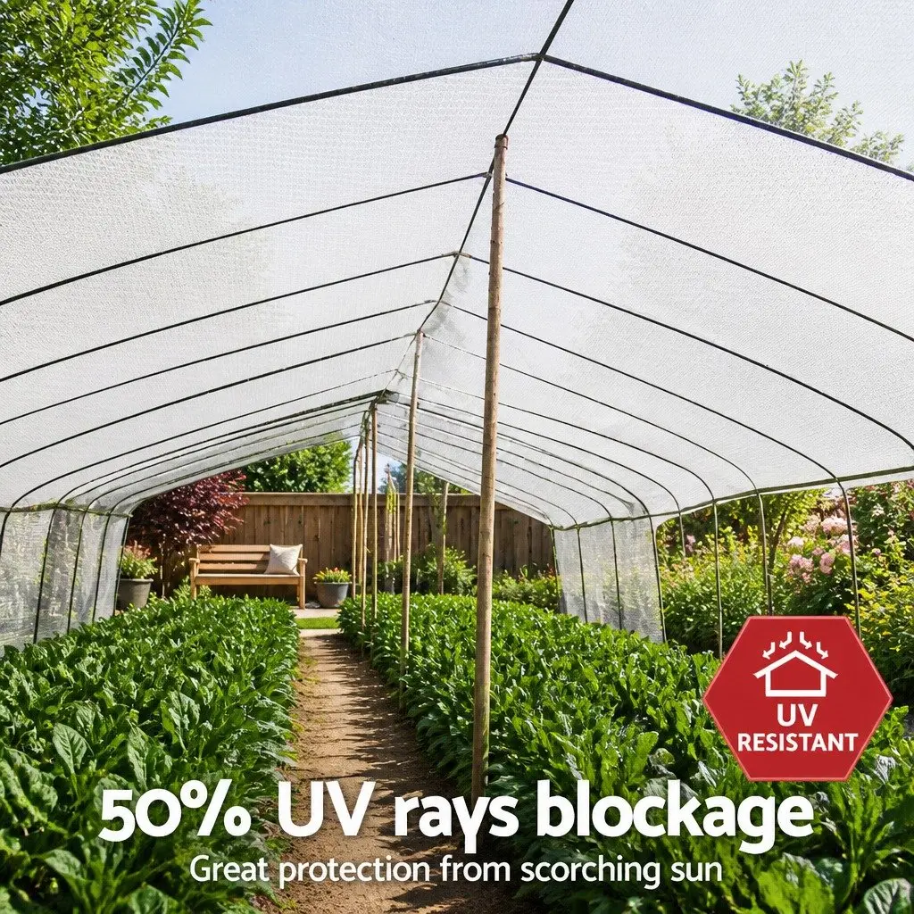 Shade Cloth 50% UV Block 1.83m x 50m White Garden Greenhouse Shadecloth Roll
