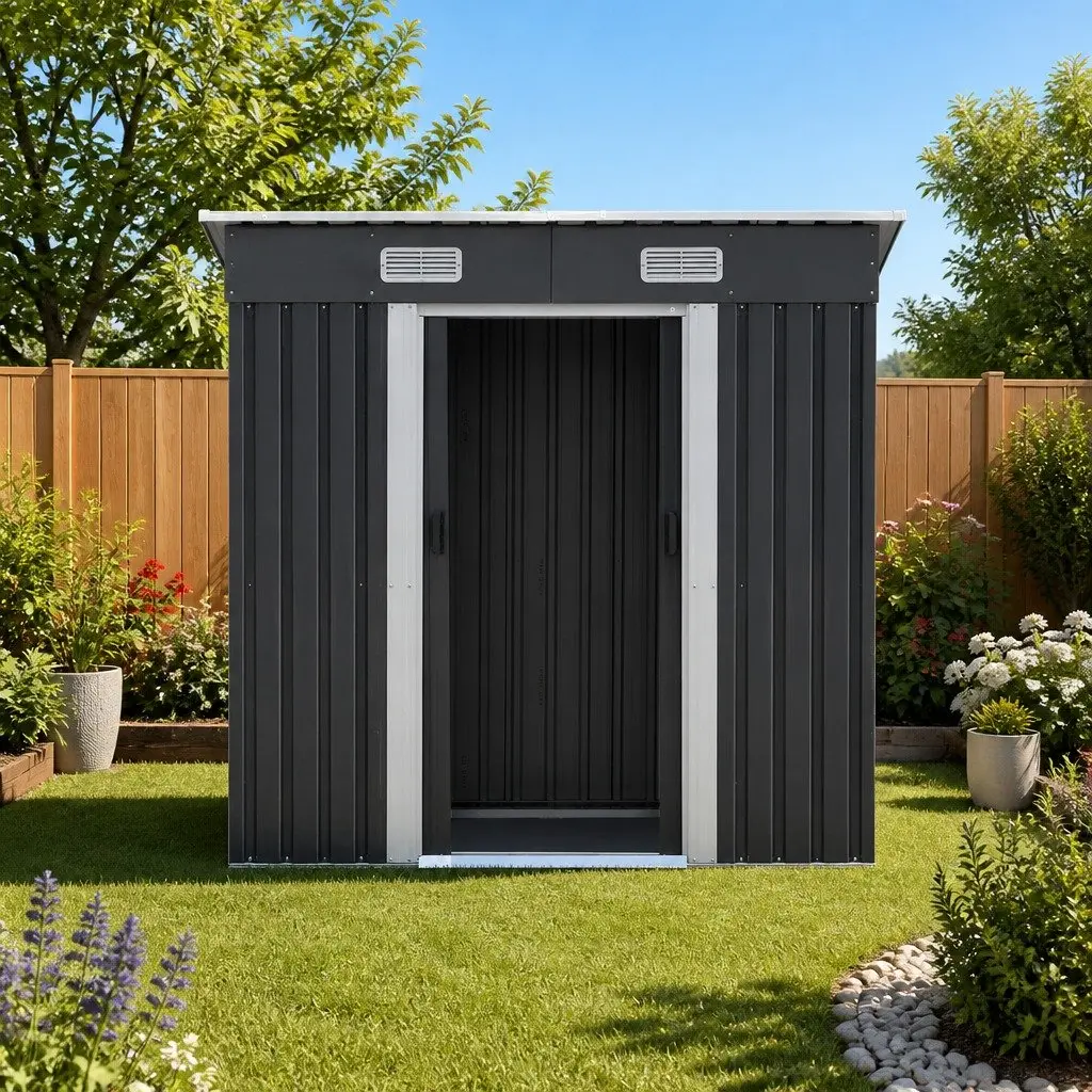Garden Shed 1.94x1.21M Outdoor Storage Workshop House Tool Shelter Sliding Door