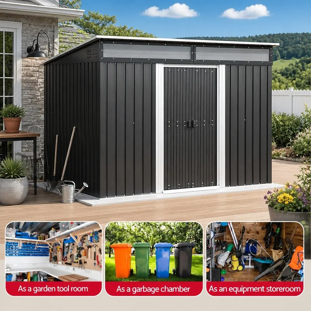 Garden Shed Outdoor Storage Galvanised Steel 2.60x1.95M Tool Workshop Shelter House