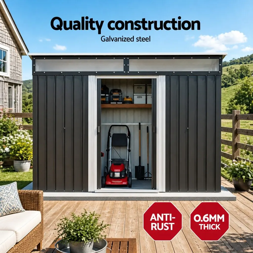 Garden Shed Outdoor Storage Galvanised Steel 2.60x1.95M Tool Workshop Shelter House