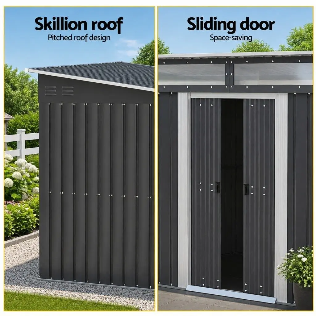 Garden Shed Outdoor Storage Galvanised Steel 2.60x1.95M Tool Workshop Shelter House