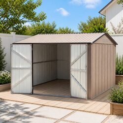 Garden Shed 3X3M Outdoor Storage Backyard Tool Shed Double Door Brown