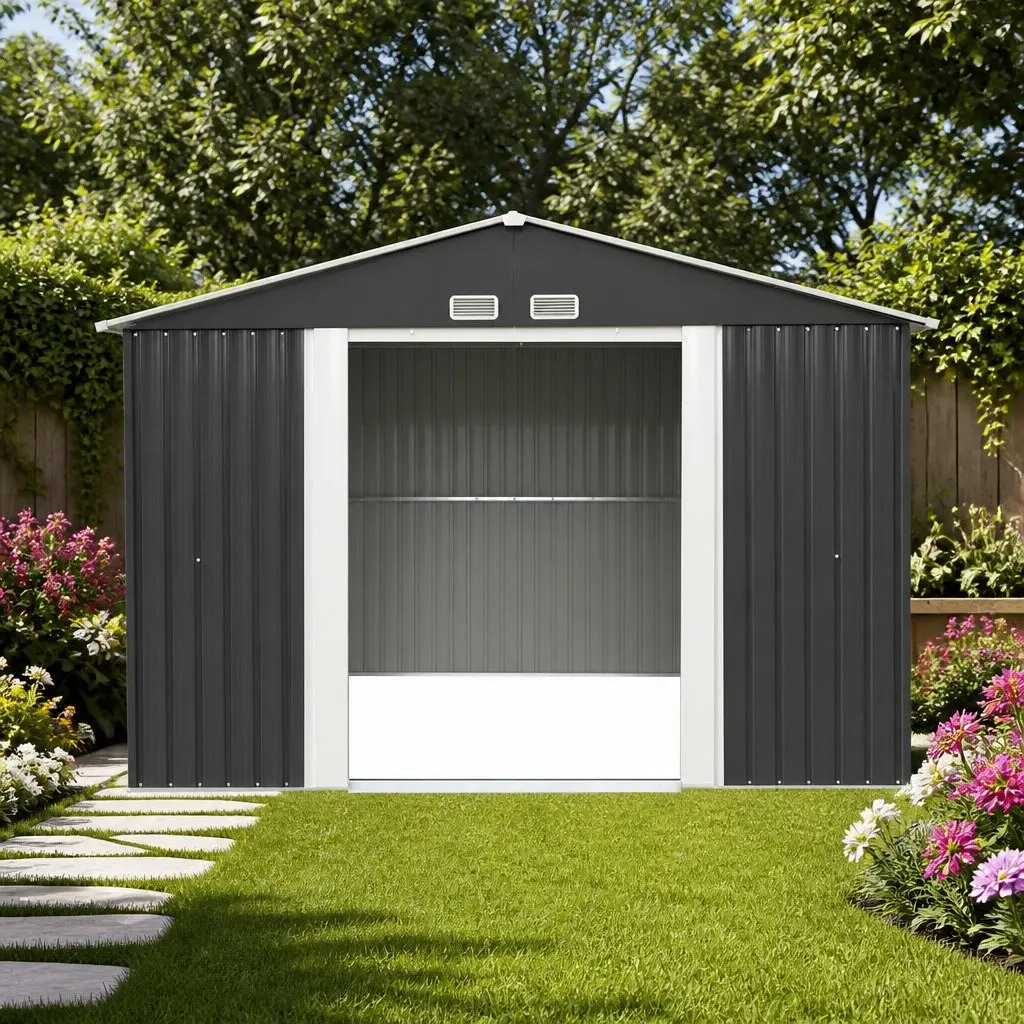 Garden Shed Durable Grey 3x3M Outdoor Storage Tool Workshop House