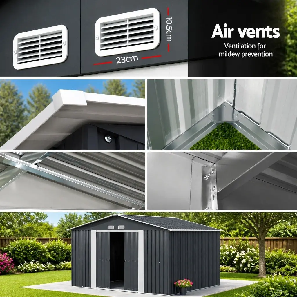 Garden Shed Durable Grey 3x3M Outdoor Storage Tool Workshop House