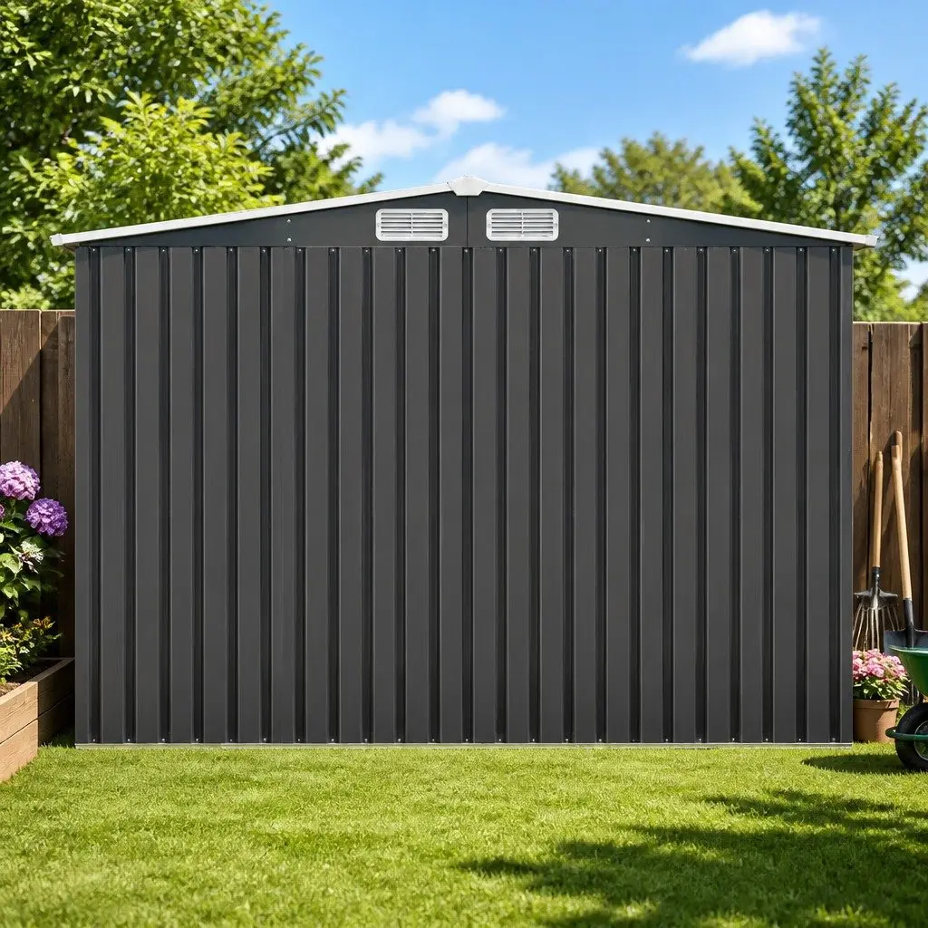 Garden Shed 2.6x3.9M Metal Base Outdoor Storage Workshop Tool Shelter Sliding