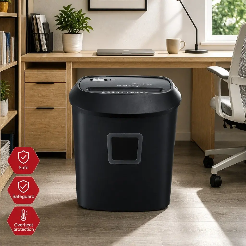 Electric Paper Shredder Cross-Cut 10 A4 Sheets 21L Capacity Home Office Document Destroyer