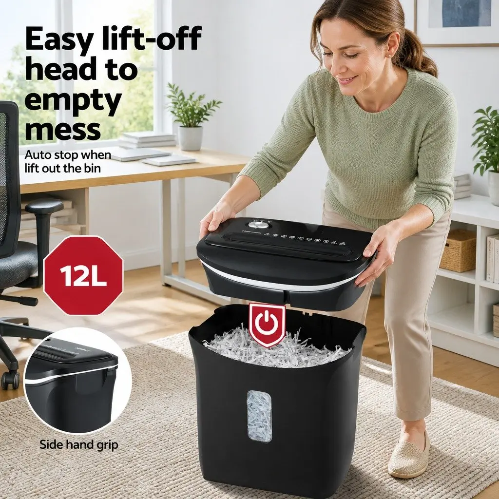 Cross-Cut Paper Shredder 12L Bin 8-Sheet Home Office Credit Card Shredder