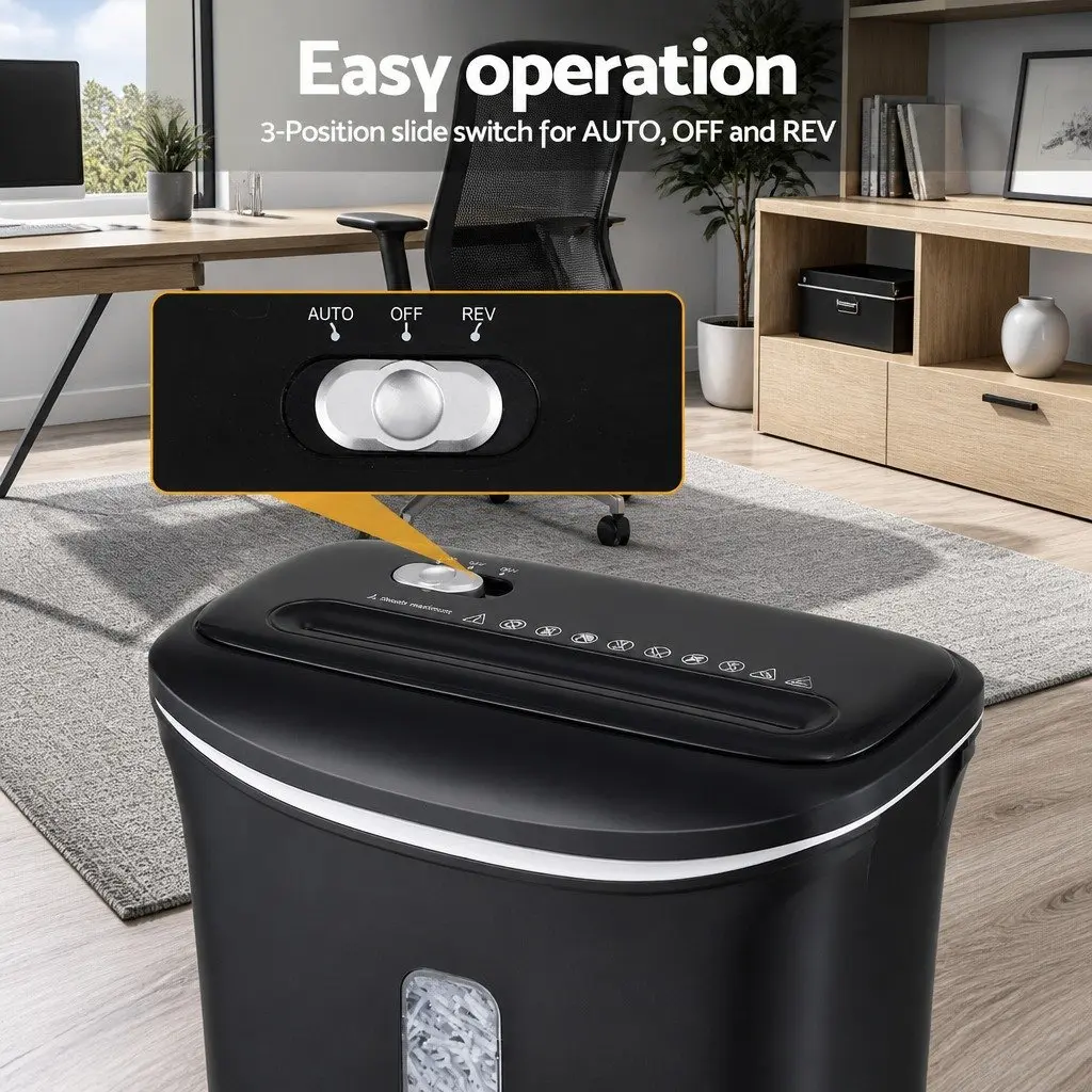 Cross-Cut Paper Shredder 12L Bin 8-Sheet Home Office Credit Card Shredder