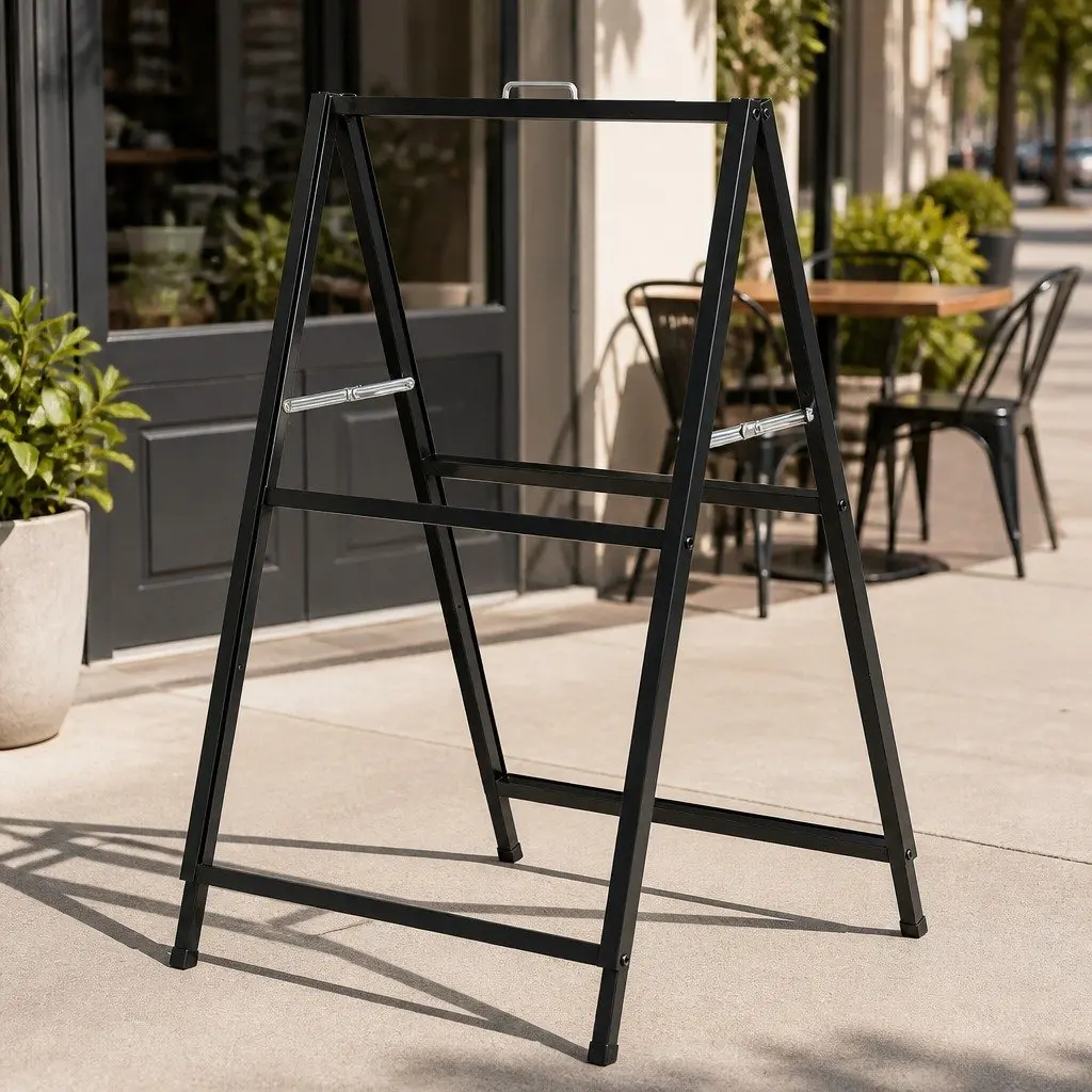 A1 Frame Sign Stand Double Sided Heavy Duty Steel Outdoor Advertising Display 60cm W x 62cm D x 96cm H