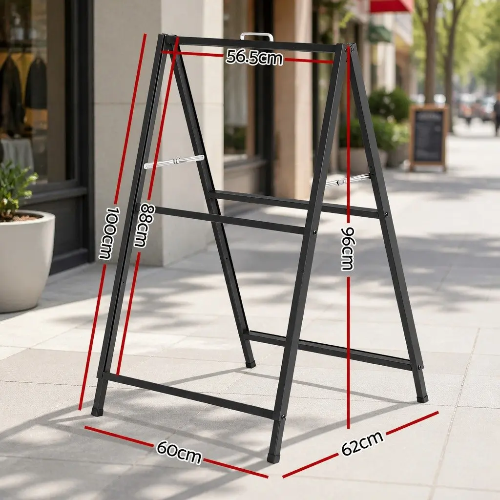 A1 Frame Sign Stand Double Sided Heavy Duty Steel Outdoor Advertising Display 60cm W x 62cm D x 96cm H