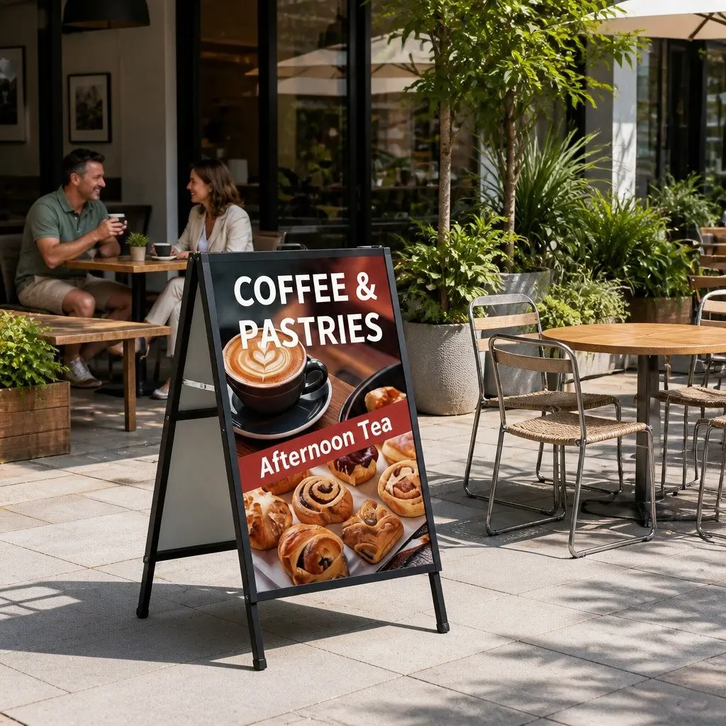 A1 Frame Sign Stand Double Sided Heavy Duty Steel Outdoor Advertising Display 60cm W x 62cm D x 96cm H