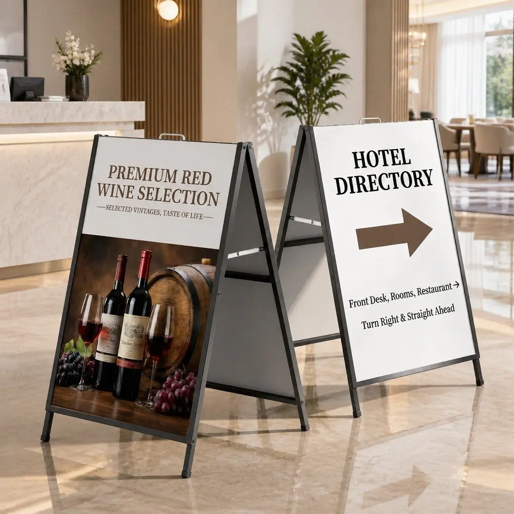 A1 Frame Sign Stand Double Sided Heavy Duty Steel Outdoor Advertising Display 60cm W x 62cm D x 96cm H