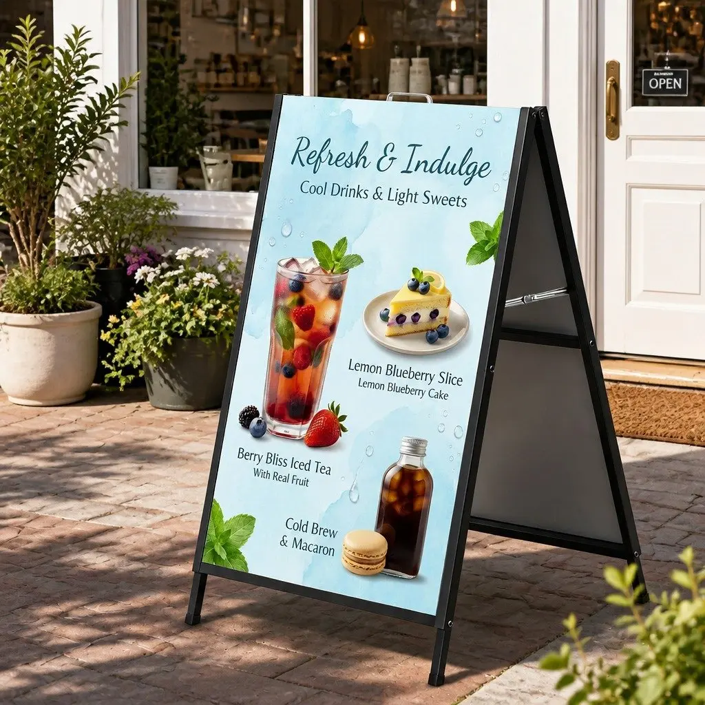 A1 Frame Sign Stand Double Sided Heavy Duty Steel Outdoor Advertising Display 60cm W x 62cm D x 96cm H