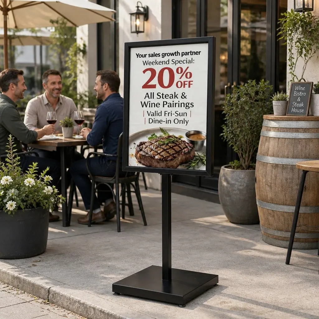 Pedestal Sign Holder Double Sided Display Stand 65cm x 90cm x 166cm