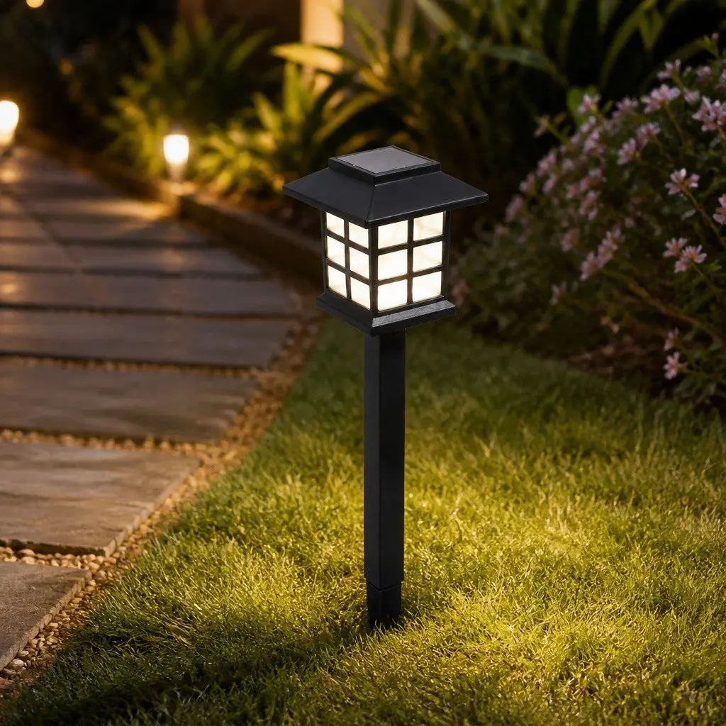 Solar Powered Garden Landscape Lights 12 LED Set Outdoor Patio Pathway Lighting