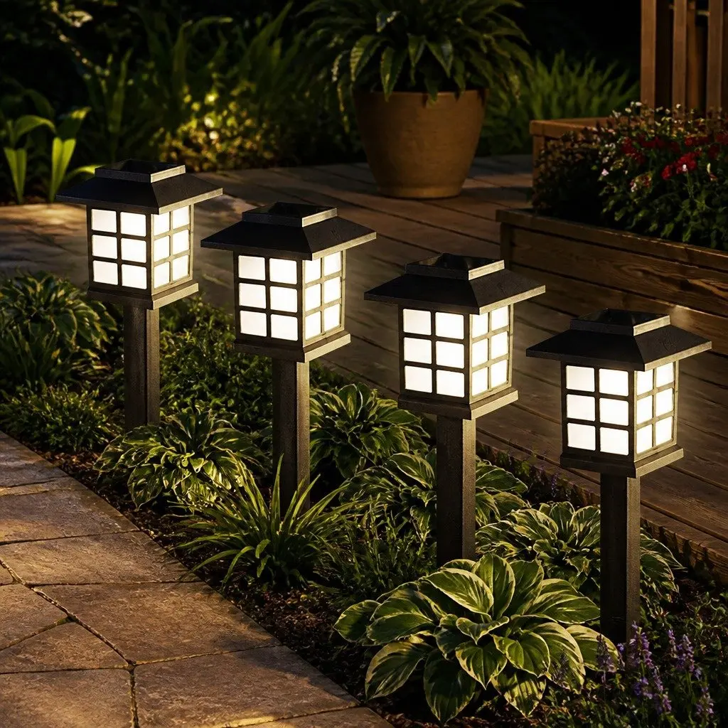 Solar Powered Garden Landscape Lights Cool White LED 12 Piece
