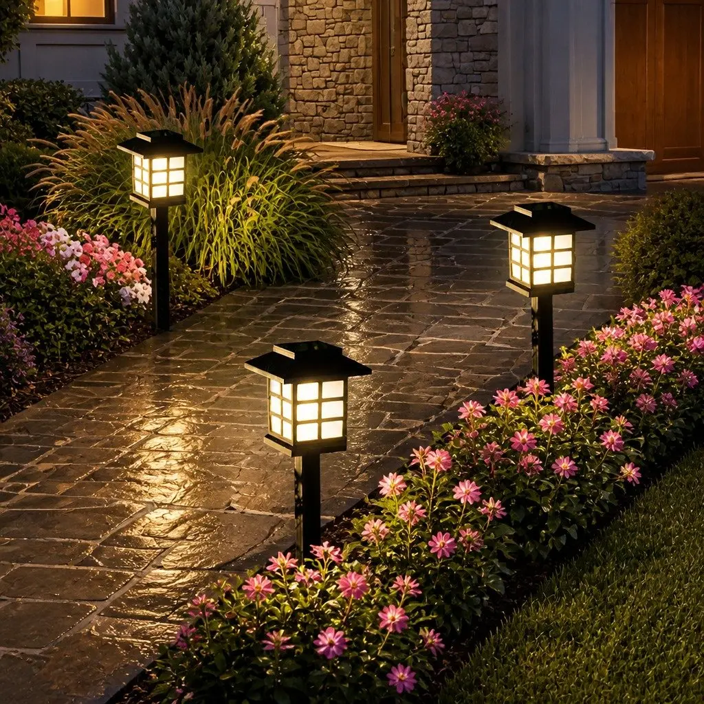 Solar Powered Garden Landscape Lights Cool White LED 12 Piece