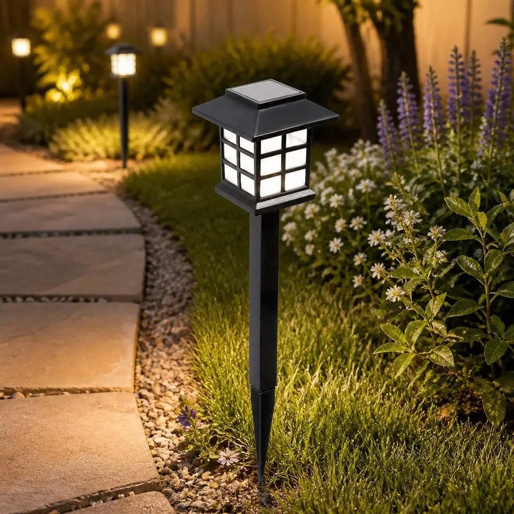 Solar Powered Garden Lights 6 Pack LED Landscape Outdoor Pathway Lighting 38cm