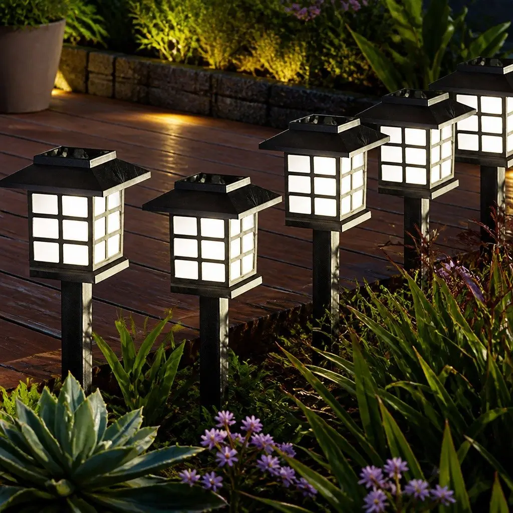 Solar Powered Garden Lights 6 Pack LED Landscape Outdoor Pathway Lighting 38cm