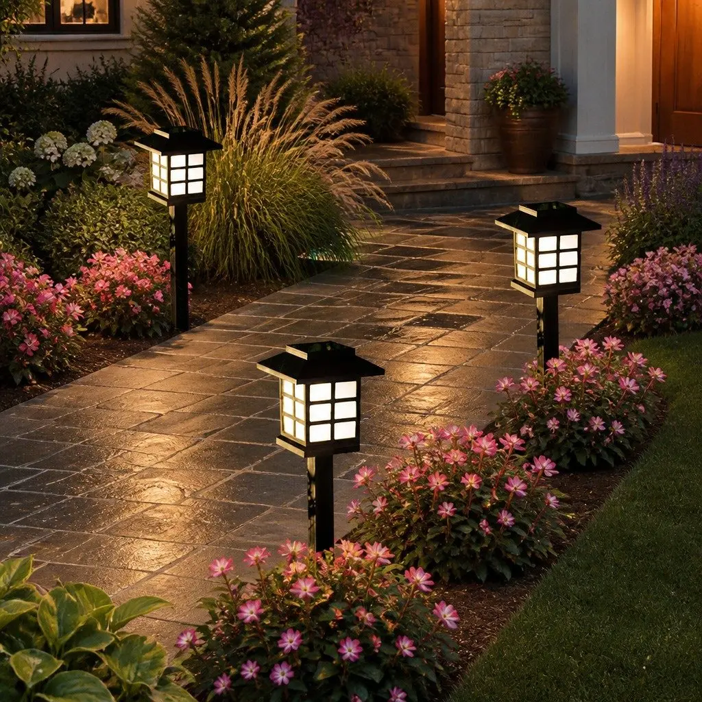 Solar Powered Garden Lights 6 Pack LED Landscape Outdoor Pathway Lighting 38cm