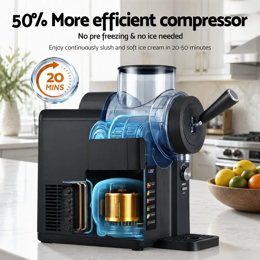 Slushie Machine Ice Cream Maker 2L Black Kitchen