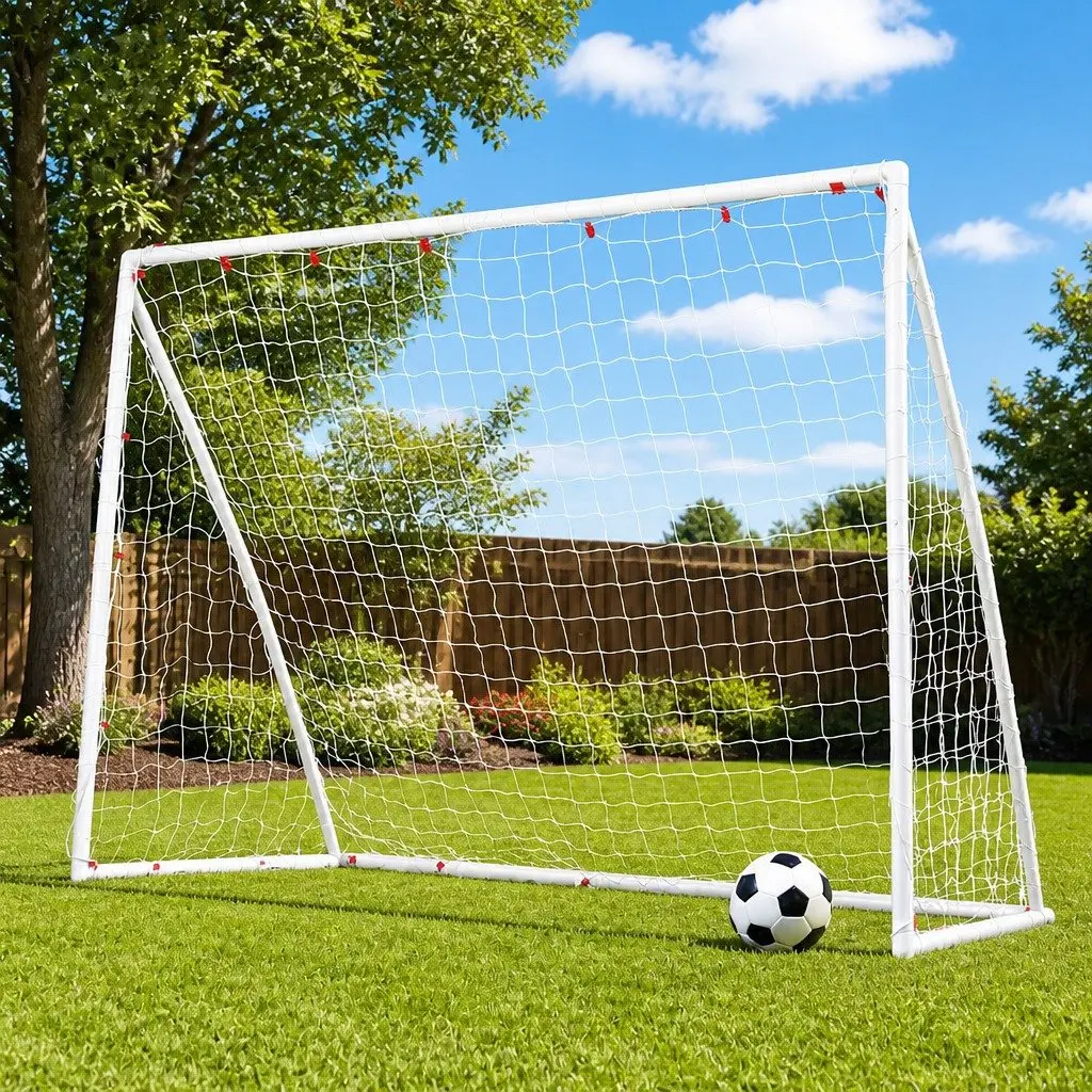 8FT Soccer Football Goal Net UPVC Frame PE Mesh Weatherproof Portable Backyard