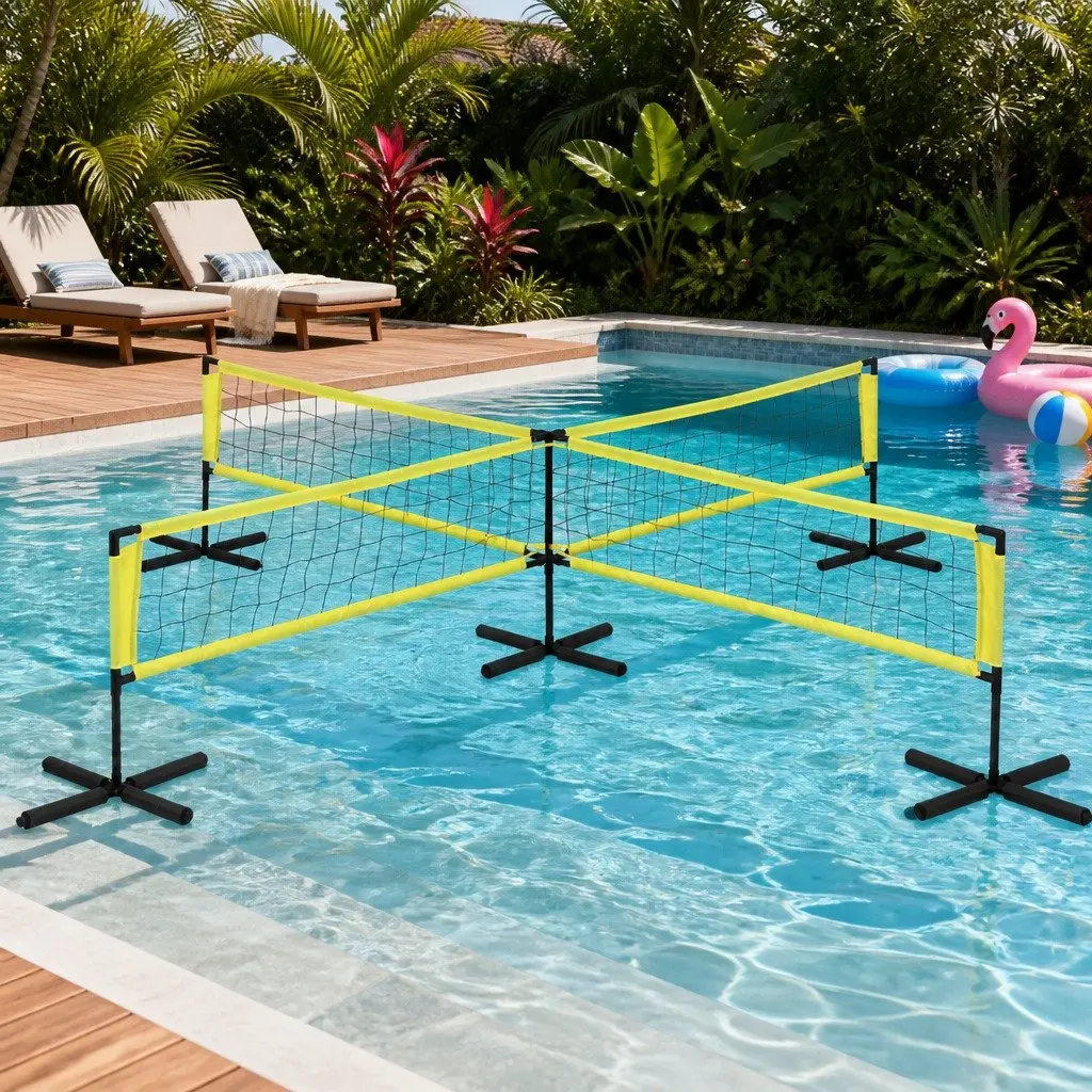 Water Volleyball Net Set Floating with Anchor Bags 350cm x 350cm x 75cm
