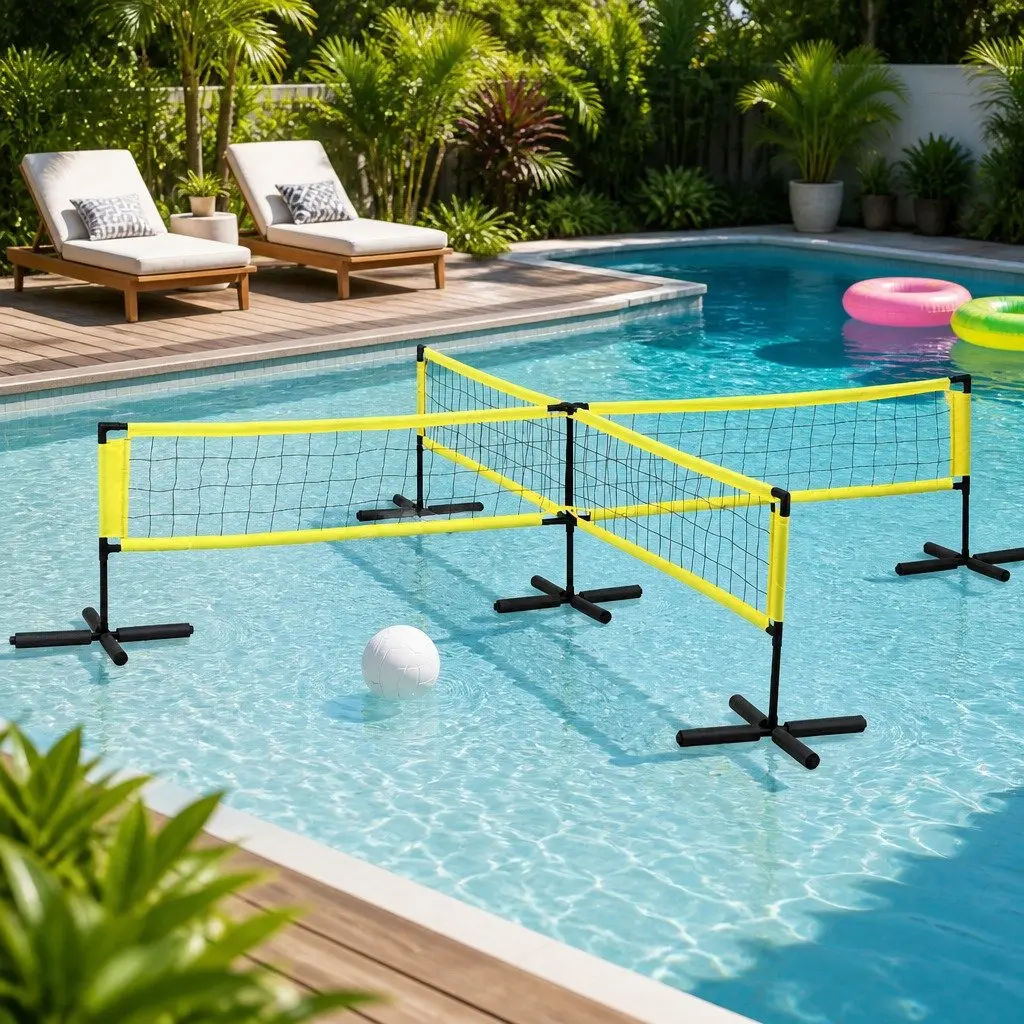 Water Volleyball Net Set Floating with Anchor Bags 350cm x 350cm x 75cm