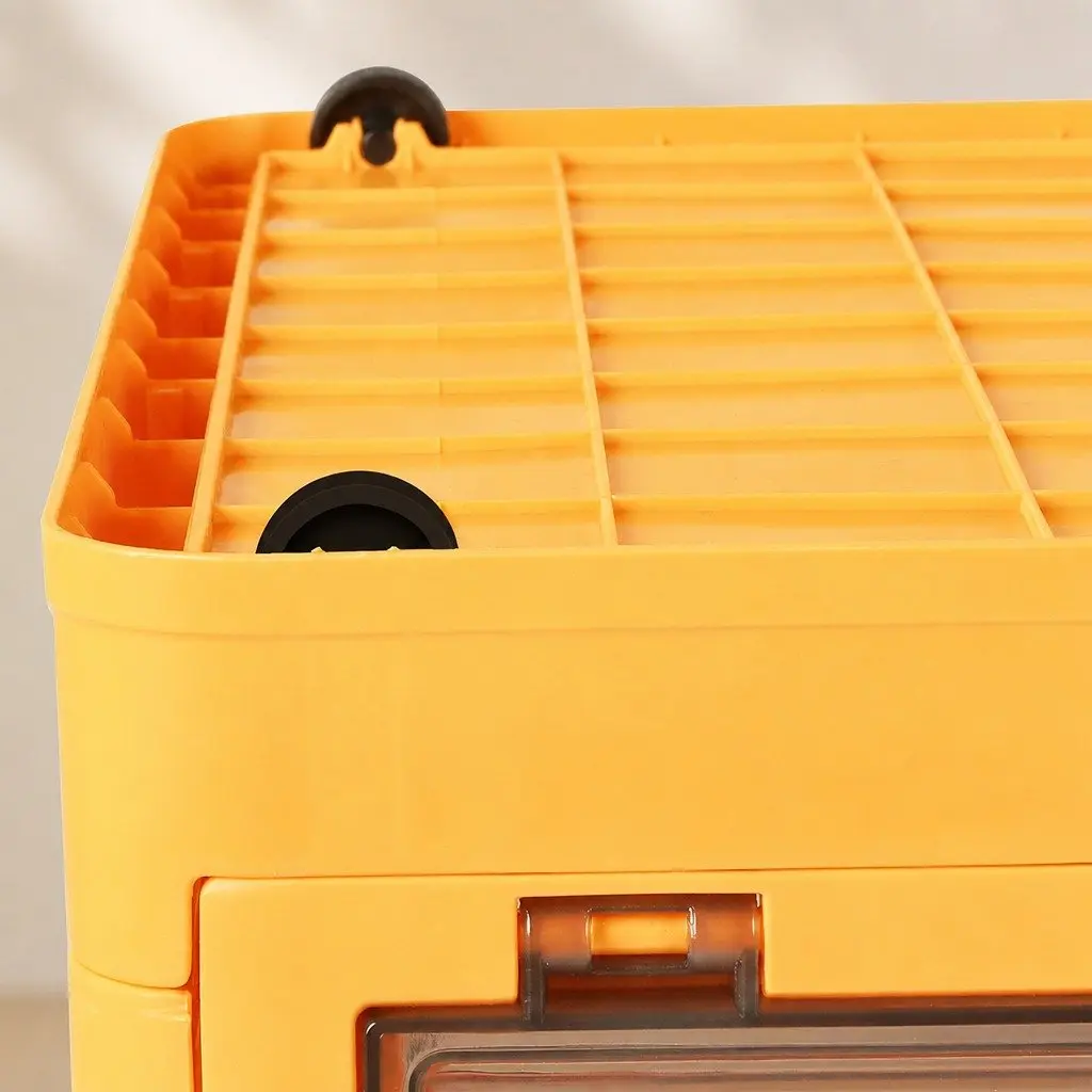 Stackable Storage Container with Lid Foldable Plastic Box Organiser Orange Small