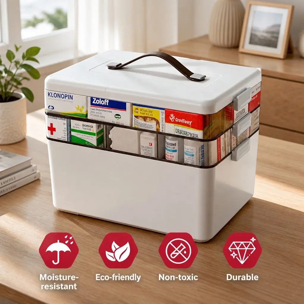 Medical Storage Box Three Layer Detachable Medicine Organiser Portable Case