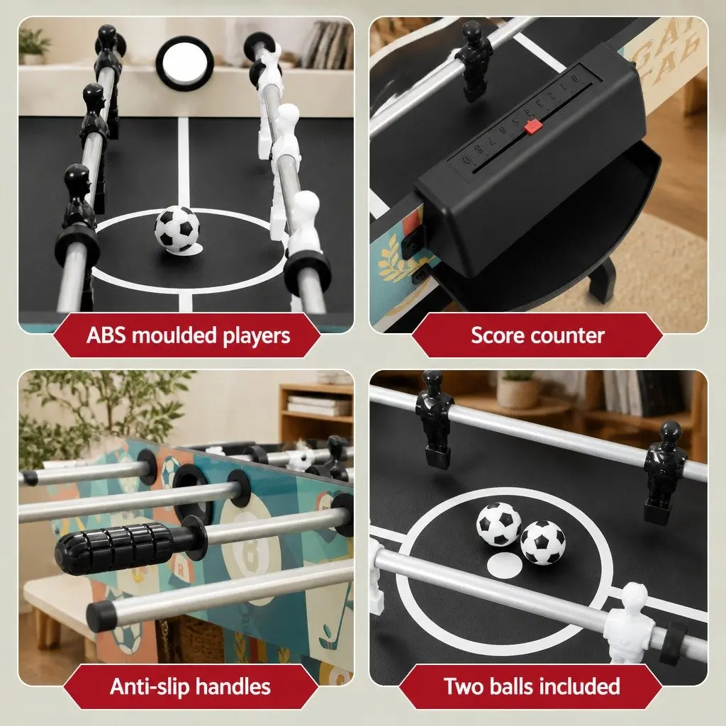 4-in-1 Multi Game Table Compact Foldable Blue 122cm x 61cm x 81cm