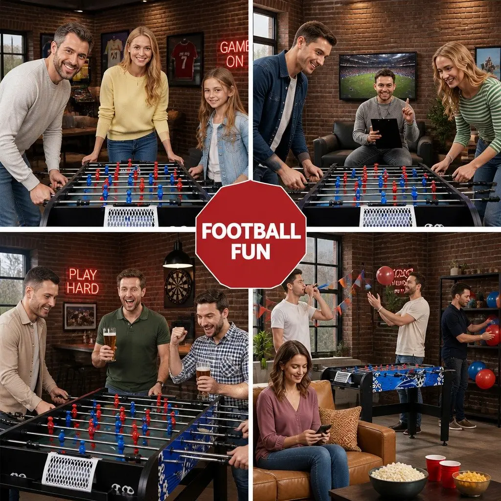 Foosball Soccer Table 4FT Home Family Game with Anti-slip Handles and Score Counter