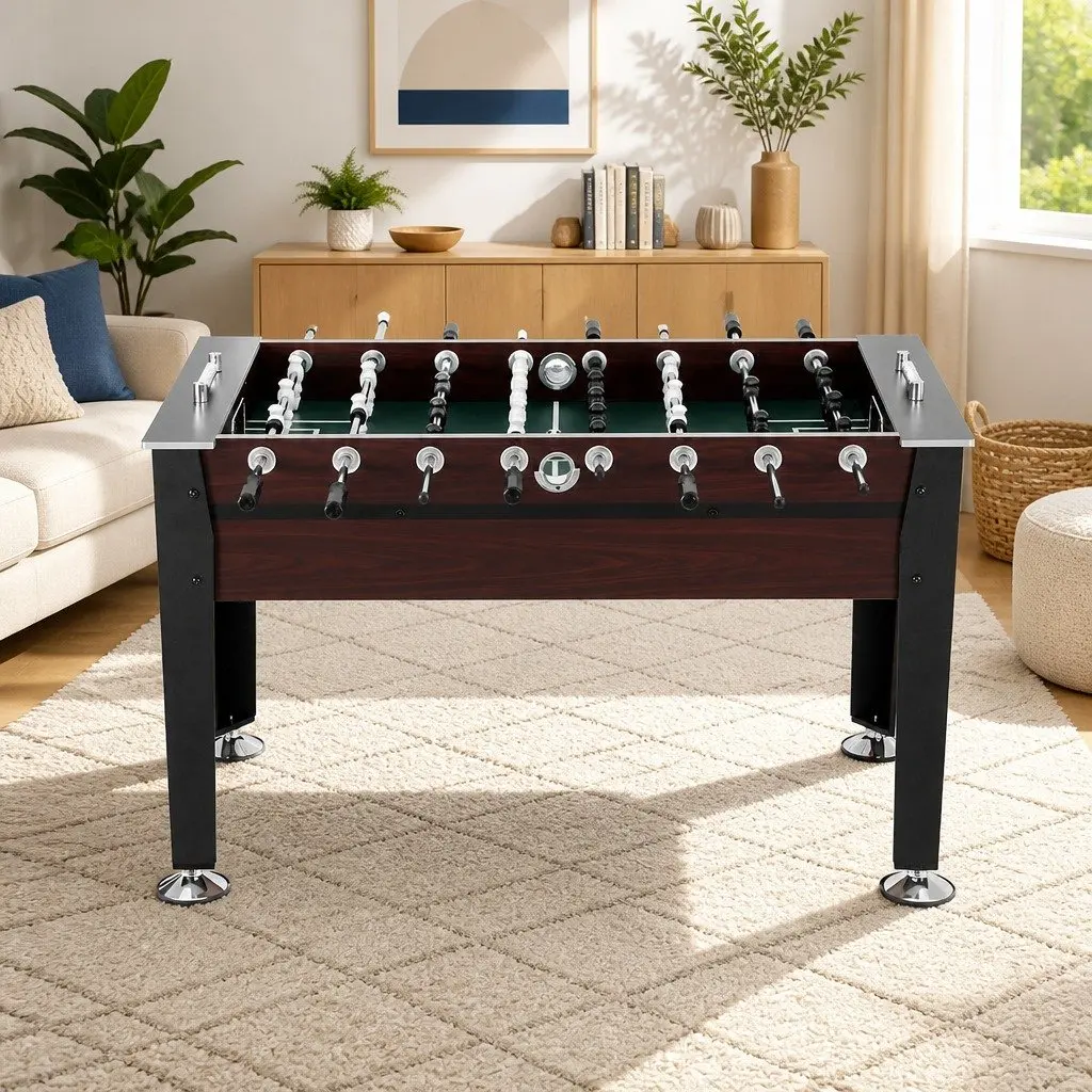 Foosball Soccer Table 5FT Indoor Game Set Sturdy MDF Construction Anti-slip Handles