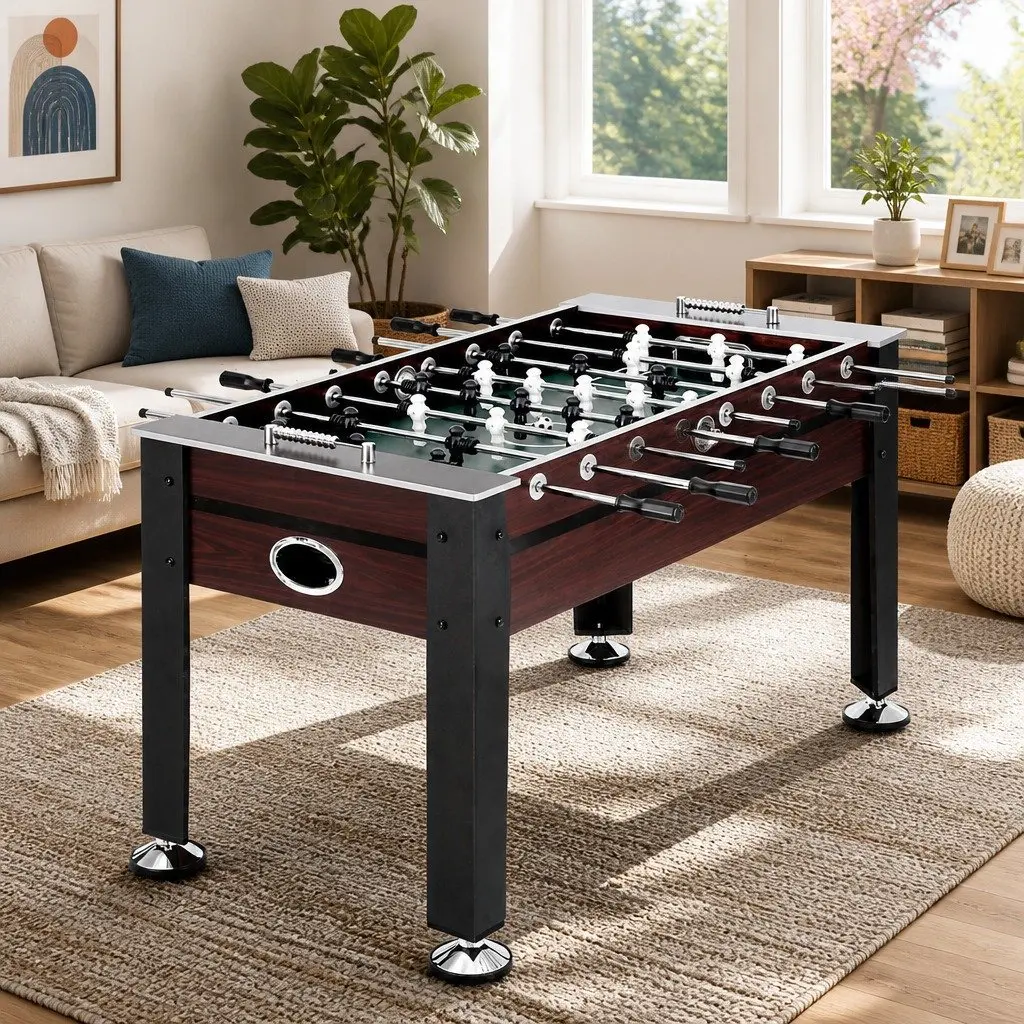 Foosball Soccer Table 5FT Indoor Game Set Sturdy MDF Construction Anti-slip Handles