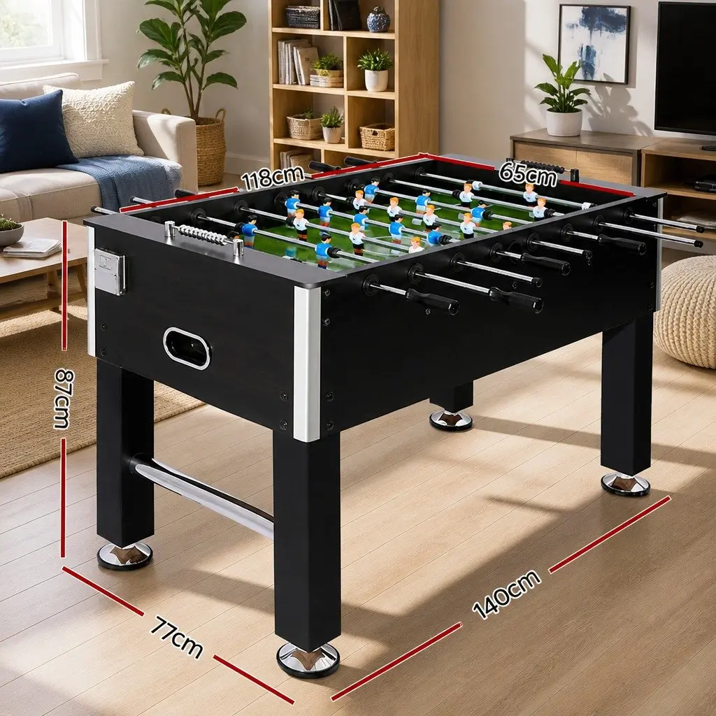5FT Soccer Table Foosball Game Black MDF Construction with Chrome Steel Rods and ABS Players for Family Entertainment