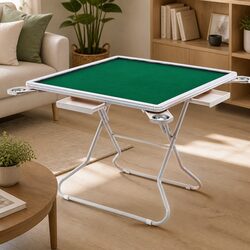 Folding Mahjong Table with 4 Drawers Cup Holders Storage Game Table Home