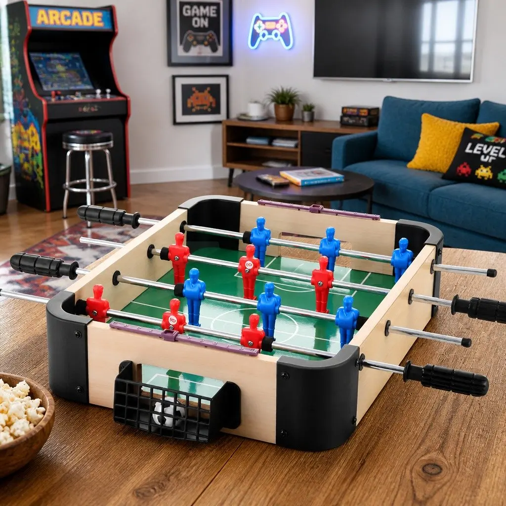 Mini Foosball Table Portable Compact Tabletop Game 41cm x 32cm x 9.5cm